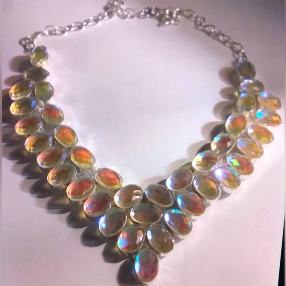 Rainbow Fire Topaz 925 Sterling Silver Necklace - Picture 1 of 4